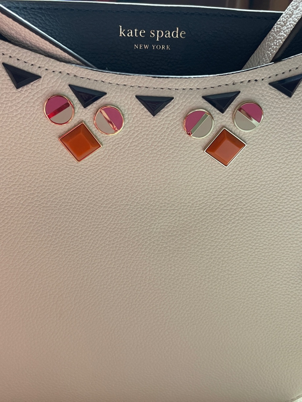 Kate Spade Cream Leather Crossbody with Pink, Orange & Blue Accents